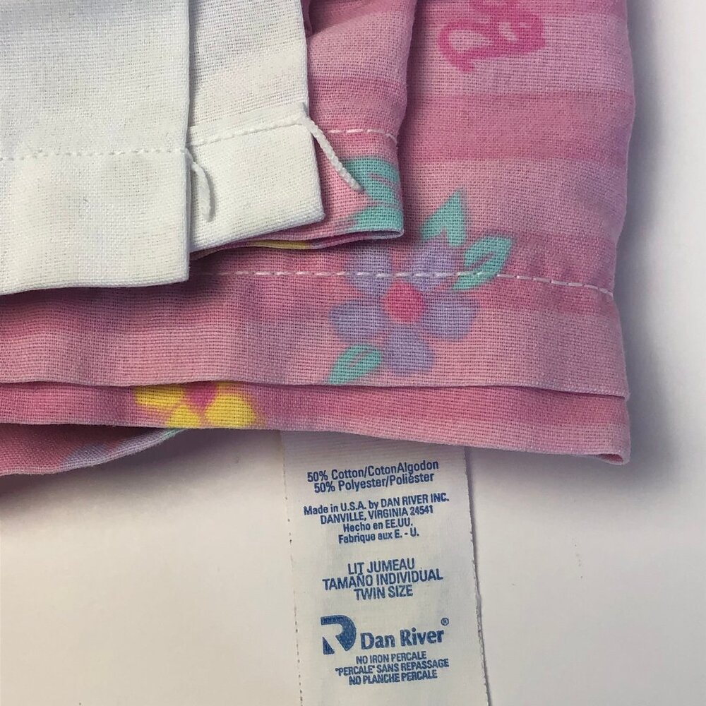 Vintage 90s Barbie Bedsheets Twin Set (Flat + Fitted) 1997 Sweet Dreams Ribbons - Picture 13 of 15